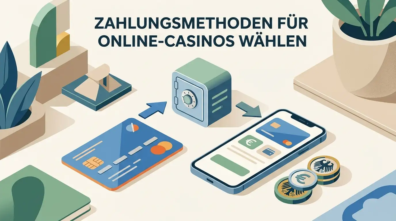 Illustrative Übersicht mit Bankkarte, E-Wallet und Euro-Symbol als Kategorien für SpellWin Zahlungsmethoden